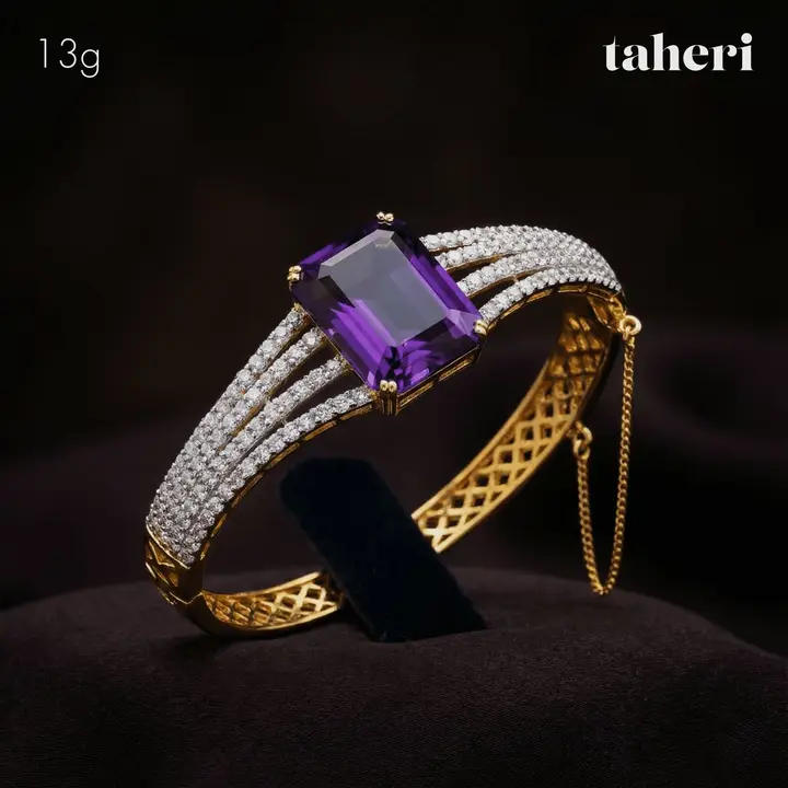 Two-Tone Bangle & Ring with Colored Stones design 57 by TAHERI