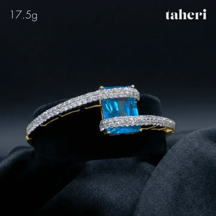 Two-Tone Bangle & Ring with Colored Stones design 58 by TAHERI