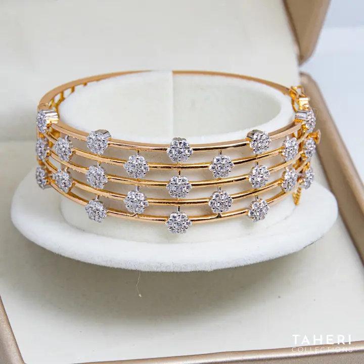 Two-Tone Bangle & Ring with Cubic Zirconia design 63 by TAHERI