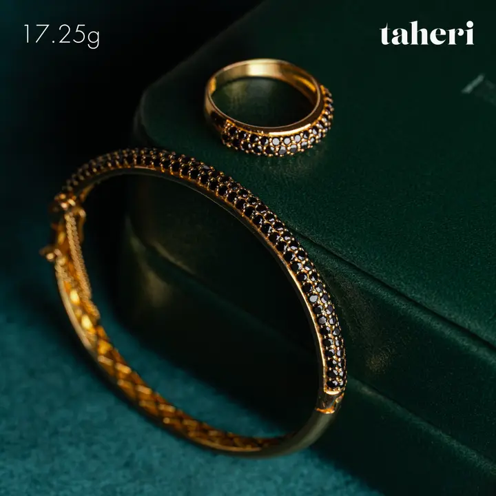 Yellow Gold Bangle & Ring with Colored Stones design 71 by TAHERI