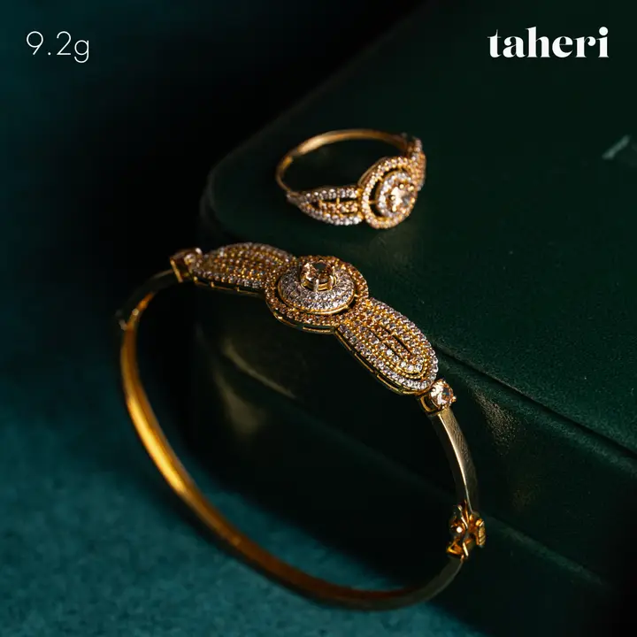 Two-Tone Bangle & Ring with Cubic Zirconia design 76 by TAHERI