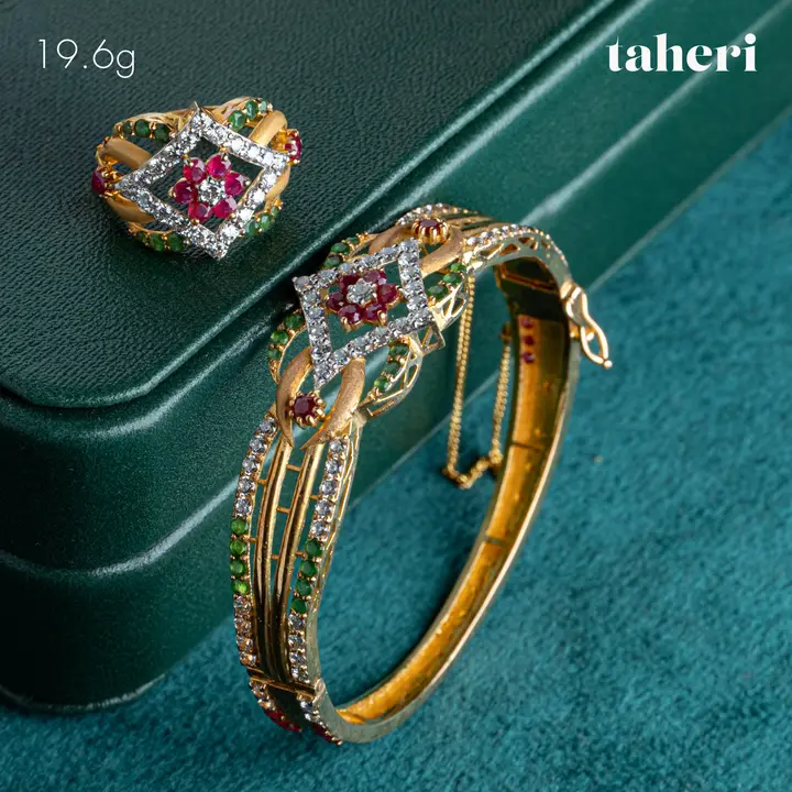 Two-Tone Bangle & Ring with Ruby design 87 by TAHERI