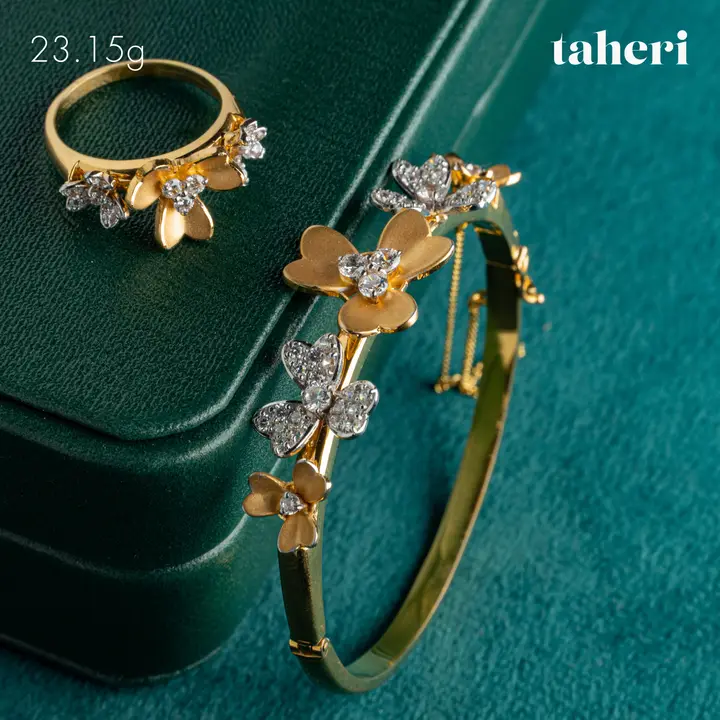 Two-Tone Bangle & Ring with Cubic Zirconia design 88 by TAHERI