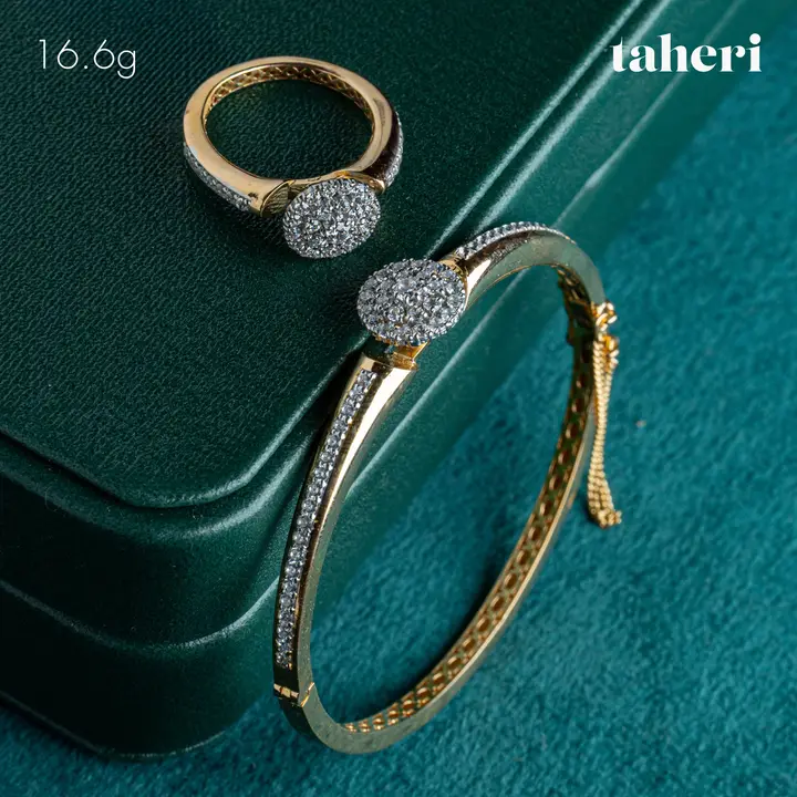 Two-Tone Bangle & Ring with Cubic Zirconia design 94 by TAHERI
