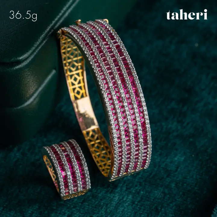 Yellow Gold Bangle & Ring with Ruby design 99 by TAHERI