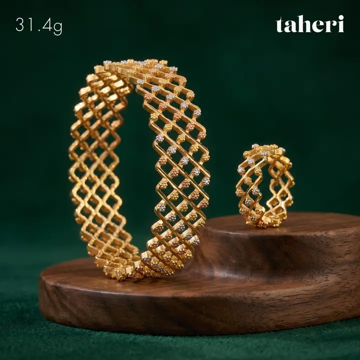 Two-Tone Bangle & Ring with Cubic Zirconia design 116 by TAHERI