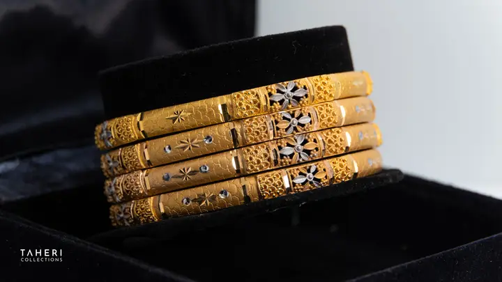 21k Two-Tone Gold Bangle design 25 by TAHERI