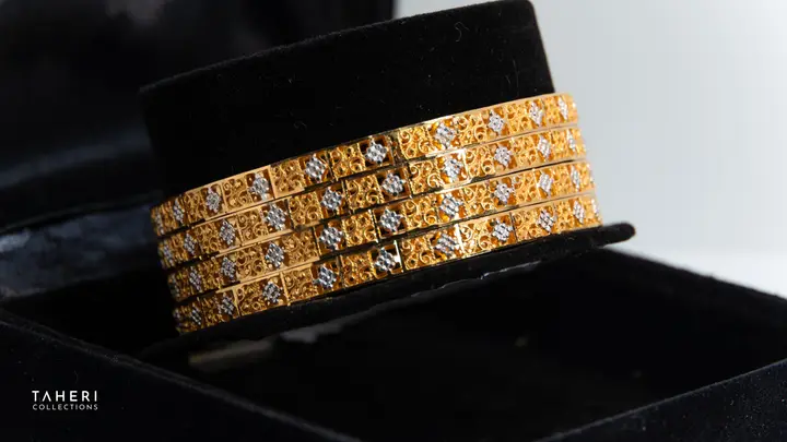 21k Two-Tone Gold Bangle design 26 by TAHERI
