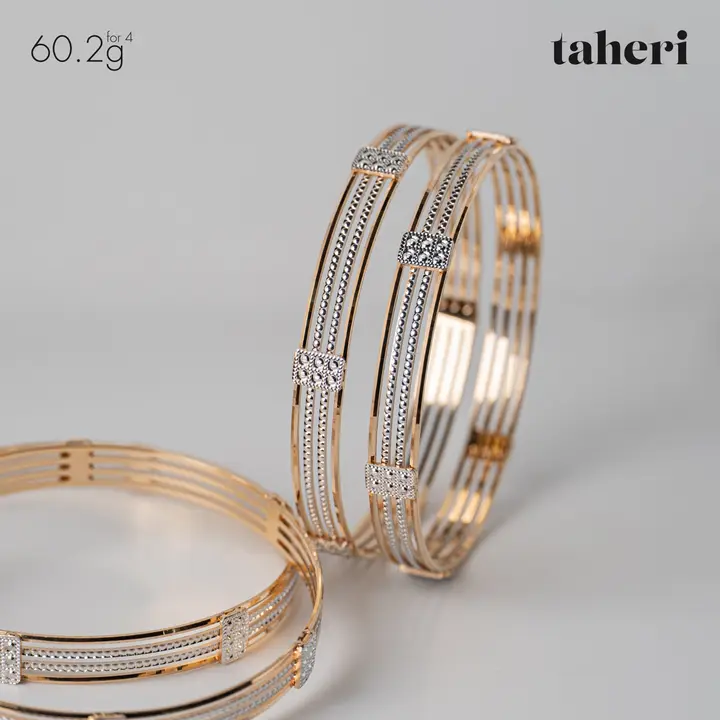 21k Two-Tone Gold Bangle design 32 by TAHERI