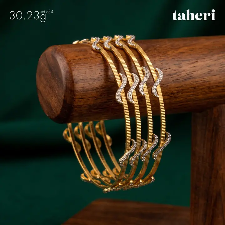 21k Two-Tone Gold Bangle design 40 by TAHERI
