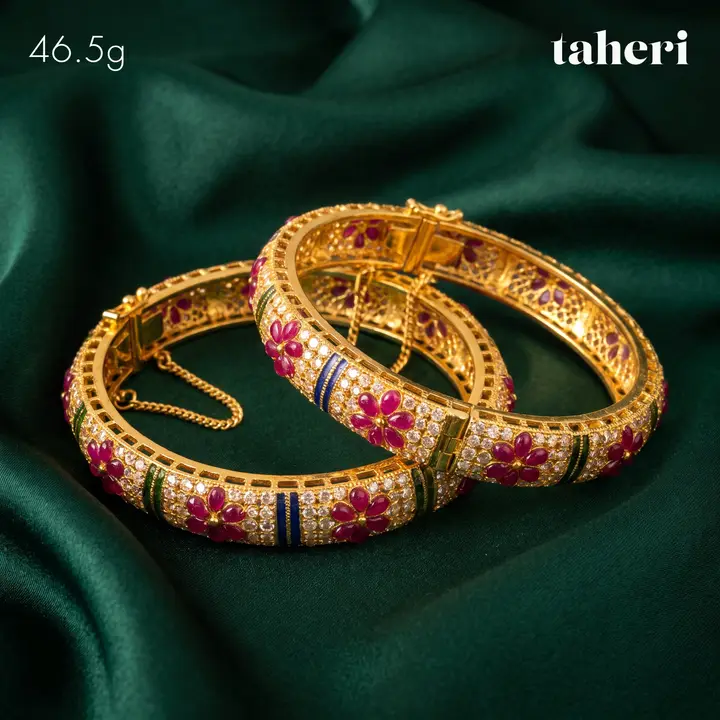21k Yellow Gold Stone Bangle design 1 by TAHERI