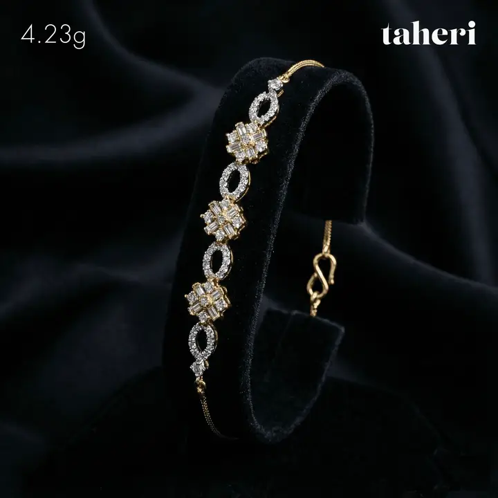 21k Two-Tone Gold Bracelet with Cubic Zirconia design 11 by TAHERI