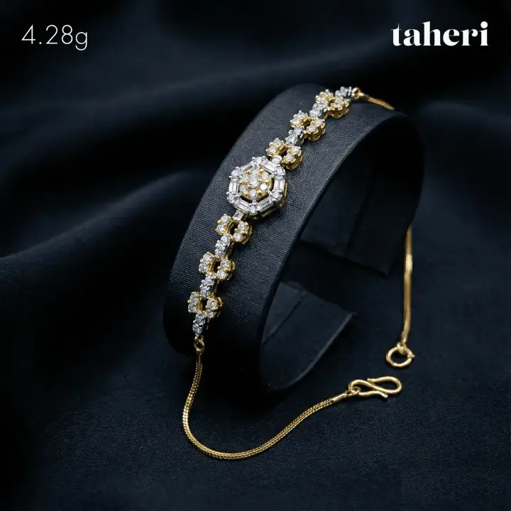 21k Two-Tone Gold Bracelet with Cubic Zirconia design 12 by TAHERI