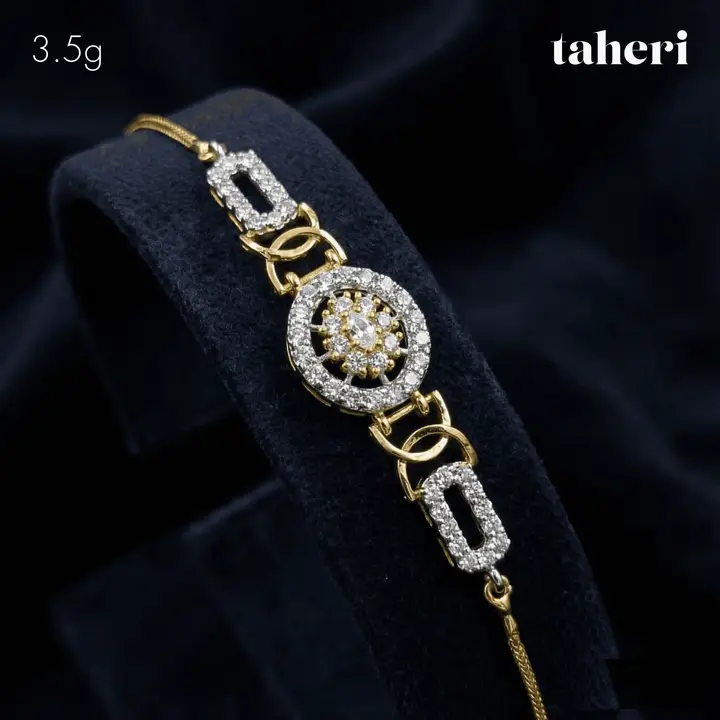 21k Two-Tone Gold Bracelet with Cubic Zirconia design 14 by TAHERI
