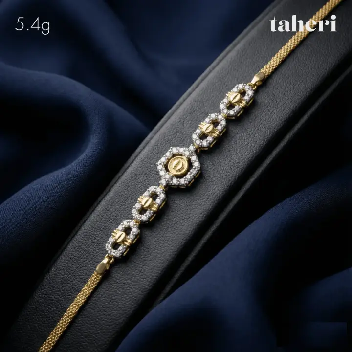 21k Yellow Gold Bracelet with Cubic Zirconia design 15 by TAHERI