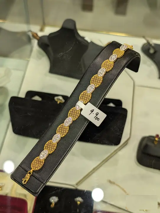21k Two-Tone Gold Bracelet with Cubic Zirconia design 17 by TAHERI