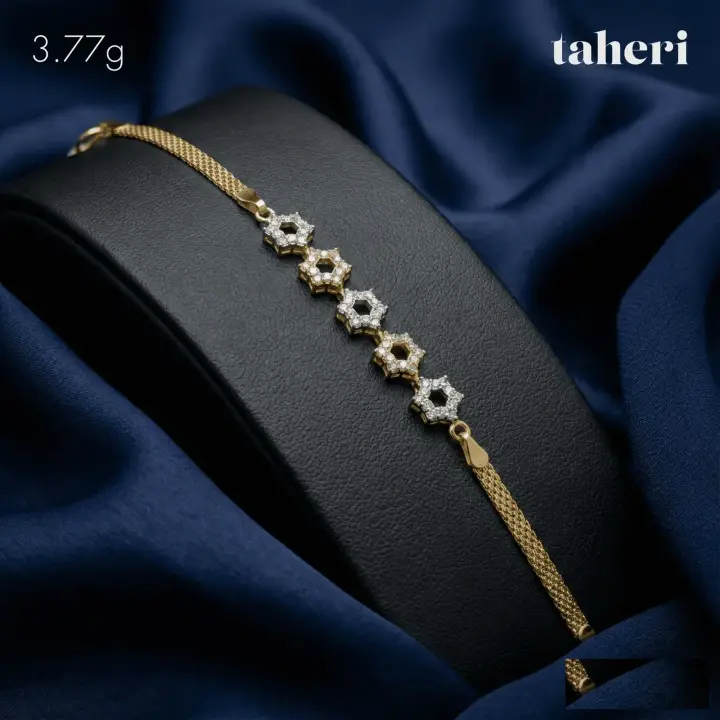 21k Two-Tone Gold Bracelet with Cubic Zirconia design 20 by TAHERI