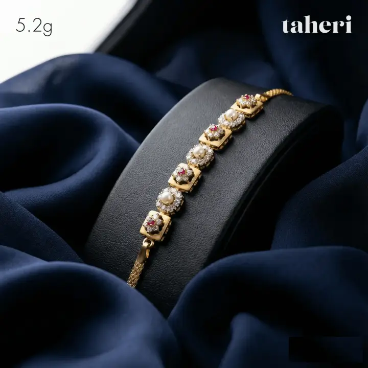 21k Yellow Gold Bracelet with Cubic Zirconia design 21 by TAHERI