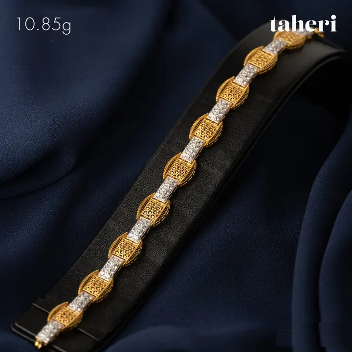 21k Two-Tone Gold Bracelet with Cubic Zirconia design 25 by TAHERI