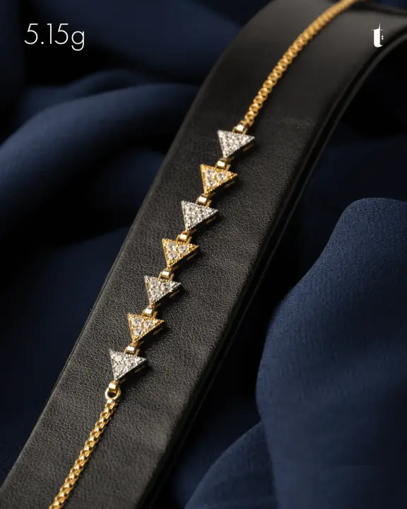 21k Two-Tone Gold Bracelet with Cubic Zirconia design 33 by TAHERI