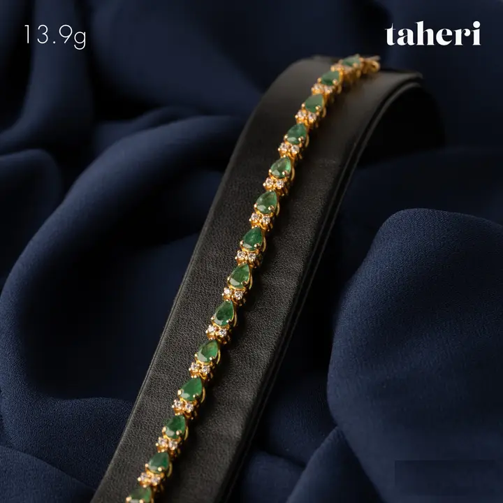 Yellow Gold Bracelet with Emerald design 93 by TAHERI