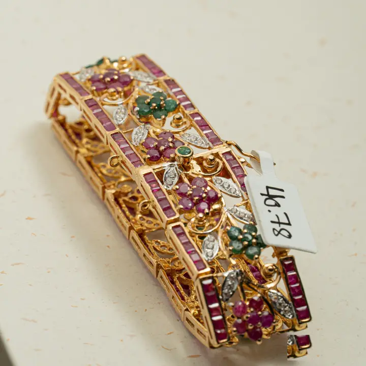 Two-Tone Bracelet with Ruby design 112 by TAHERI