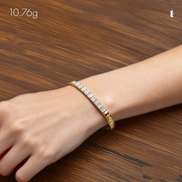 Yellow Gold Bracelet with Cubic Zirconia design 113 by TAHERI