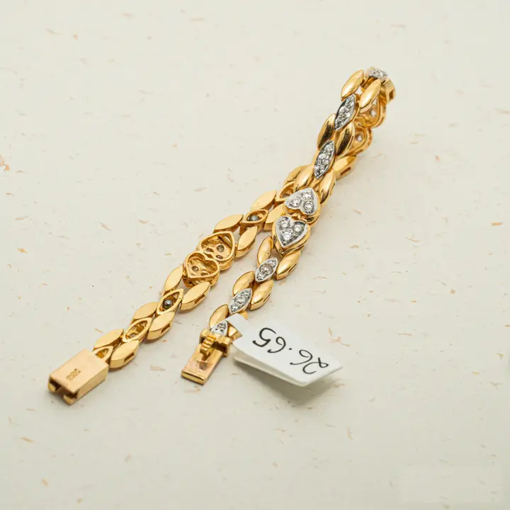 Two-Tone Bracelet with Cubic Zirconia design 122 by TAHERI