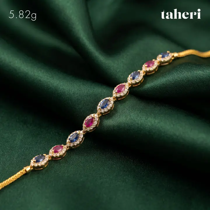 Yellow Gold Bracelet with Colored Stones design 124 by TAHERI