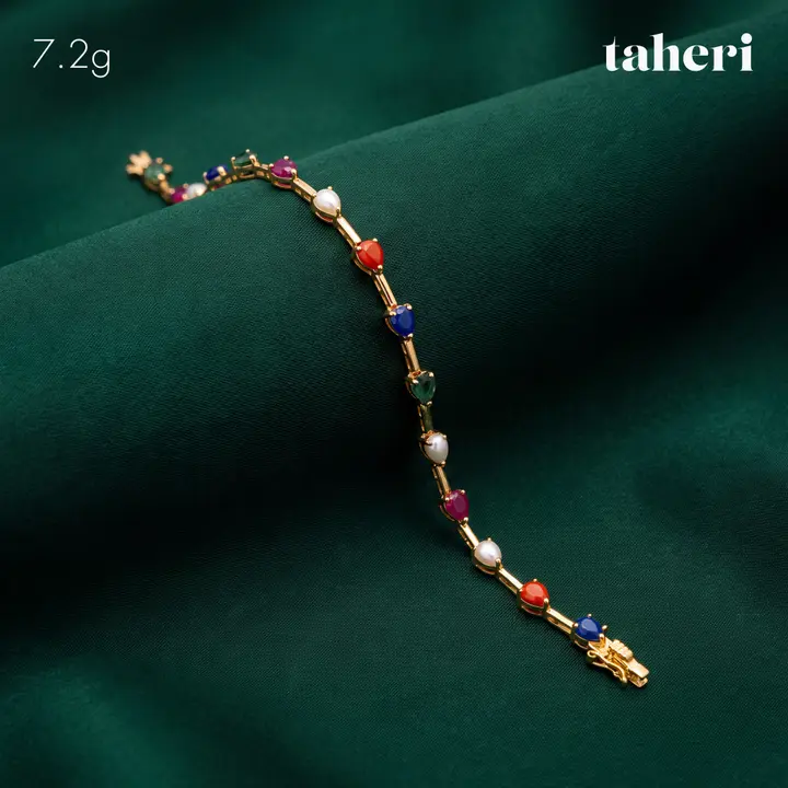 21k Yellow Gold Bracelet with Colored Stones design 94 by TAHERI