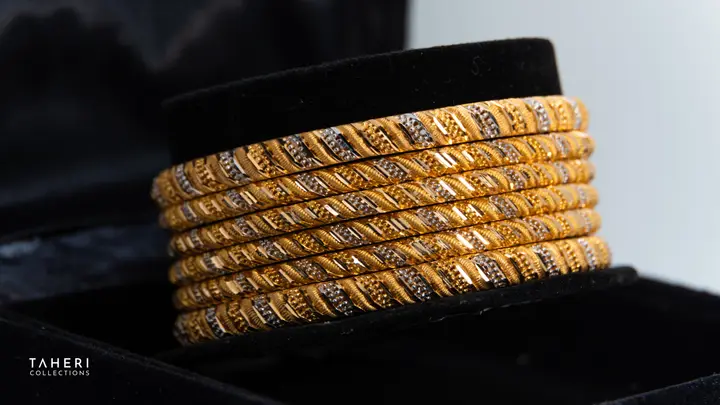 21k Two-Tone Gold Bangle design 44 by TAHERI