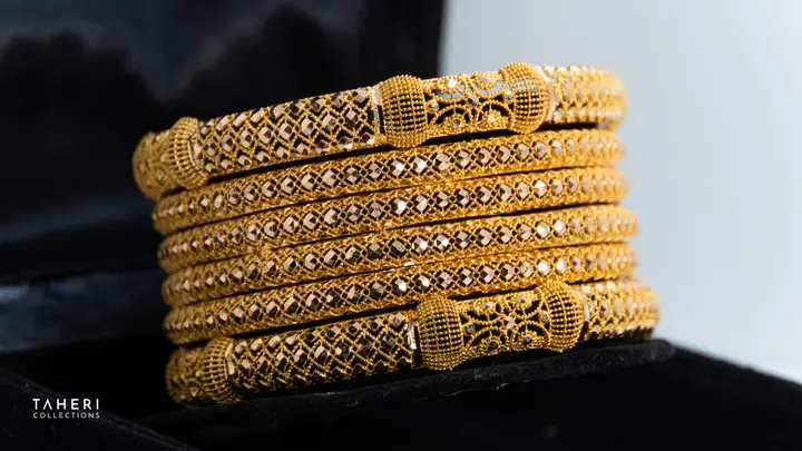 Yellow Gold Bangles & Kara design 49 by TAHERI