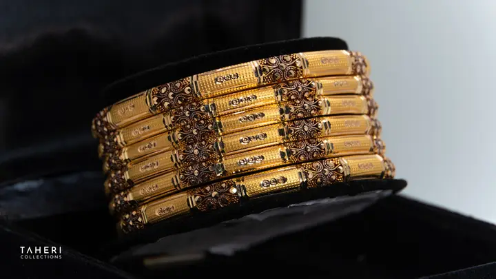Yellow Gold Bangles & Kara design 58 by TAHERI