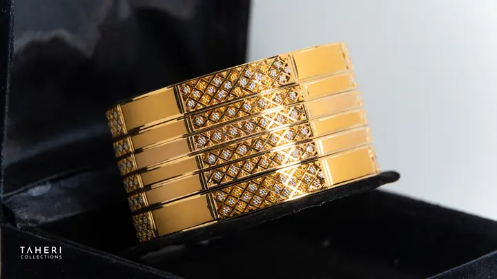 Yellow Gold Bangles & Kara design 69 by TAHERI