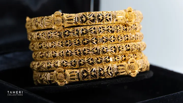 Yellow Gold Bangles & Kara design 72 by TAHERI