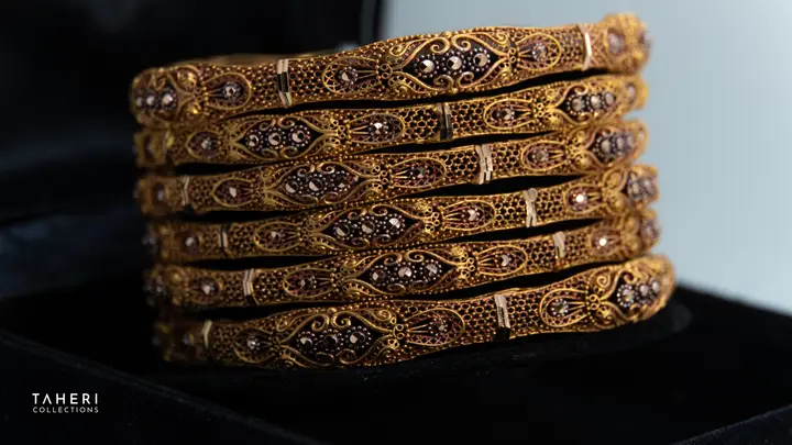 Yellow Gold Bangles & Kara design 73 by TAHERI