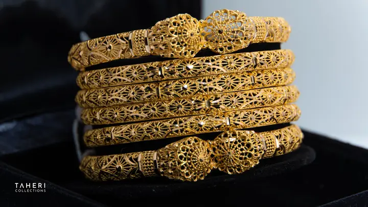 Yellow Gold Bangles & Kara design 74 by TAHERI