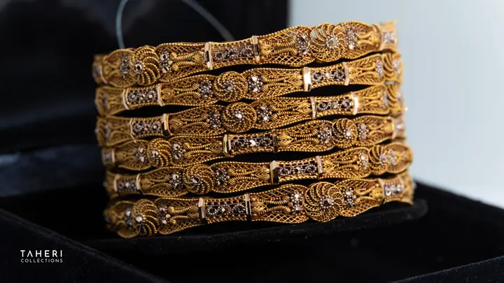 Yellow Gold Bangles & Kara design 76 by TAHERI