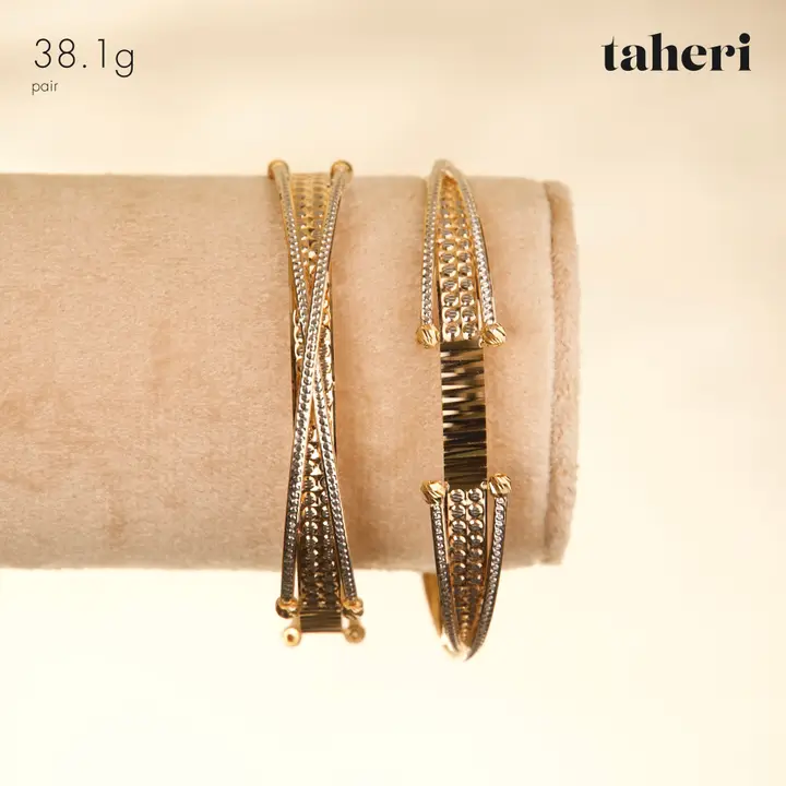 21k Two-Tone Gold Kara design 8 by TAHERI