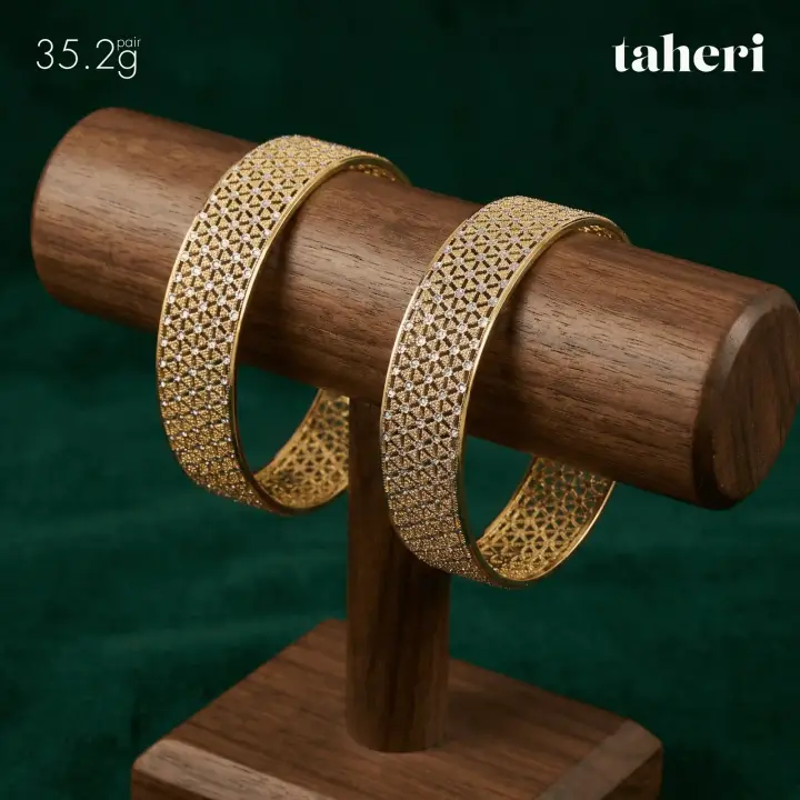 Yellow Gold Bangles & Kara design 111 by TAHERI