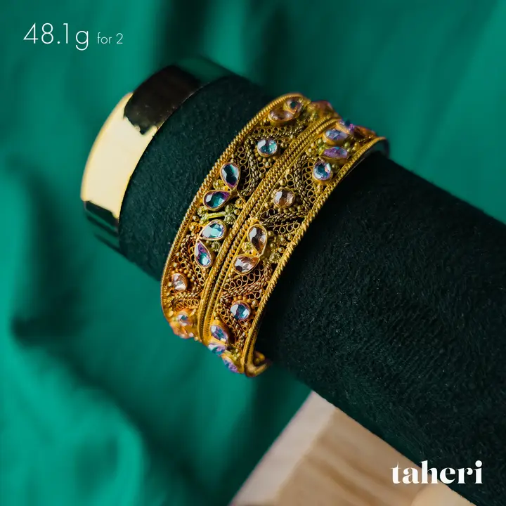 Yellow Gold Bangles & Kara design 117 by TAHERI