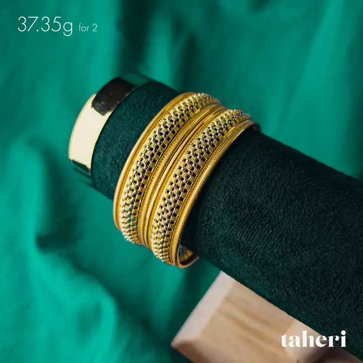 Yellow Gold Bangles & Kara design 129 by TAHERI