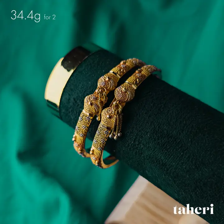 Yellow Gold Bangles & Kara design 130 by TAHERI