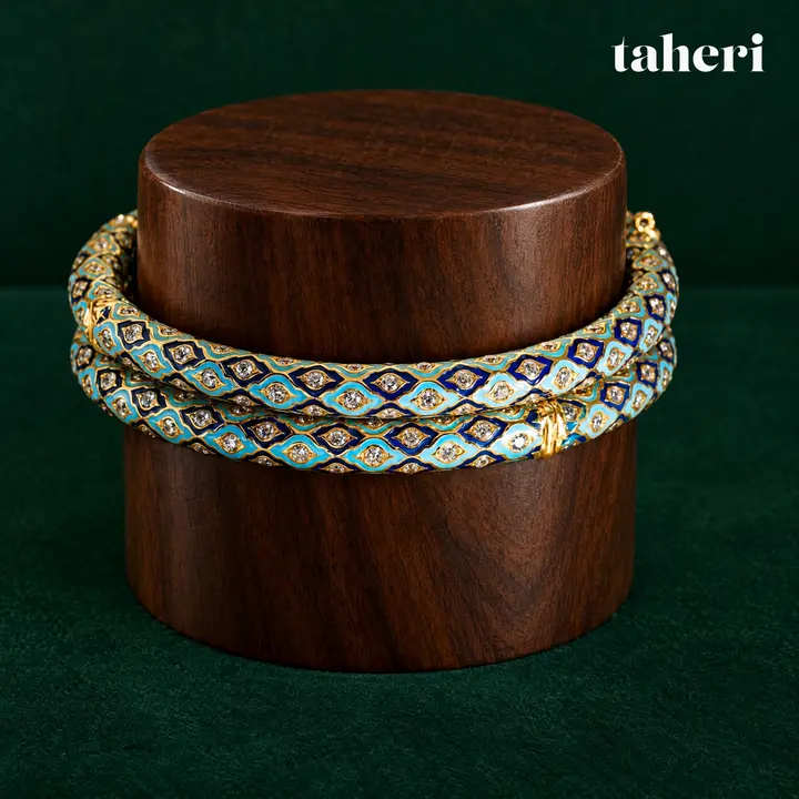 21k Yellow Gold Stone Bangle with Cubic Zirconia design 37 by TAHERI