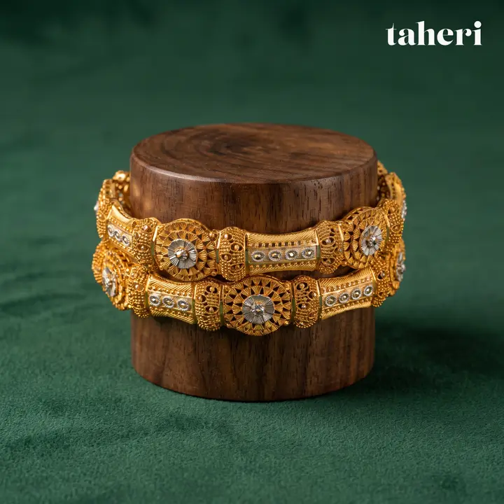21k Two-Tone Gold Stone Bangle design 38 by TAHERI