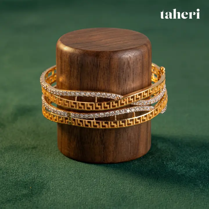 21k Yellow Gold Stone Bangle with Cubic Zirconia design 39 by TAHERI