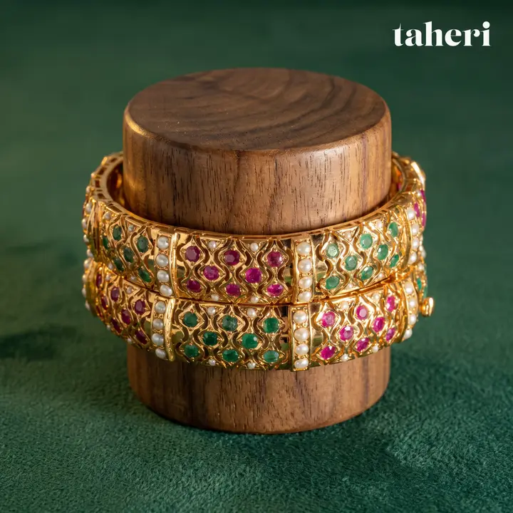 21k Yellow Gold Stone Bangle with Colored Stones design 44 by TAHERI