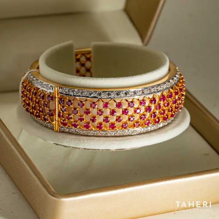 Two-Tone Stone Bangle with Ruby design 56 by TAHERI