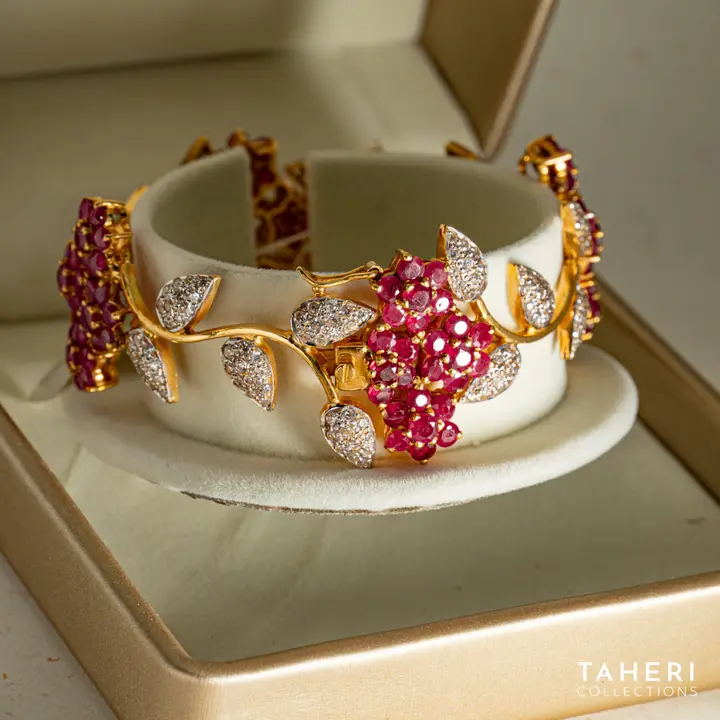 Two-Tone Stone Bangle with Ruby design 59 by TAHERI