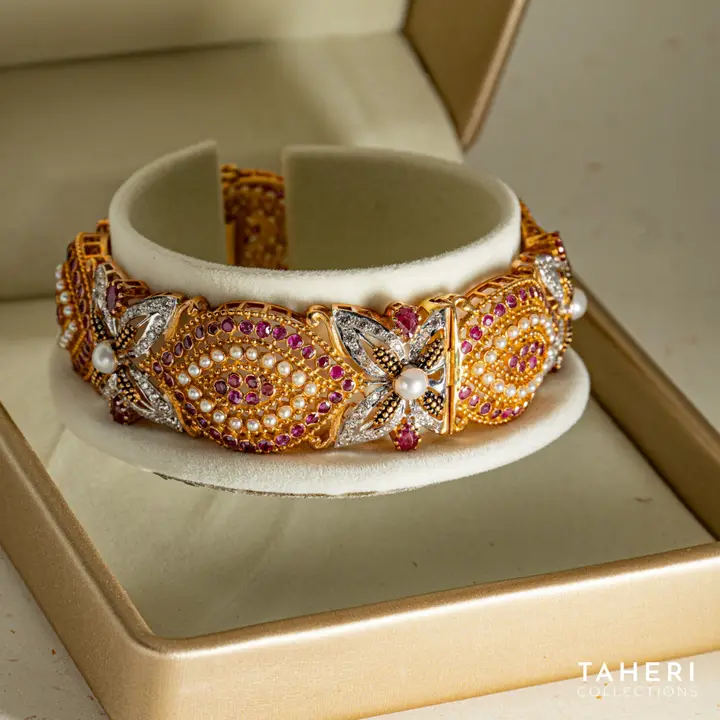 Two-Tone Stone Bangle with Ruby design 65 by TAHERI